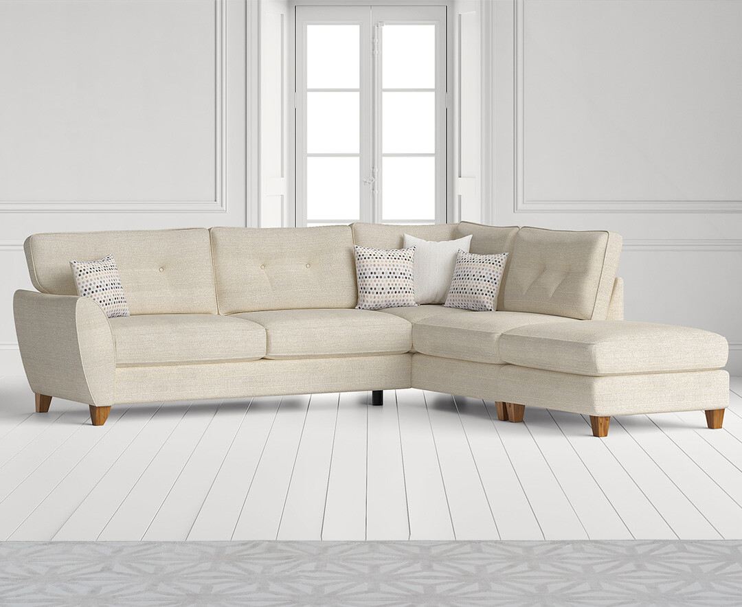 Product photograph of Florin Cream Fabric Right Hand Facing Corner Chaise Sofa from Oak Furniture Superstore.