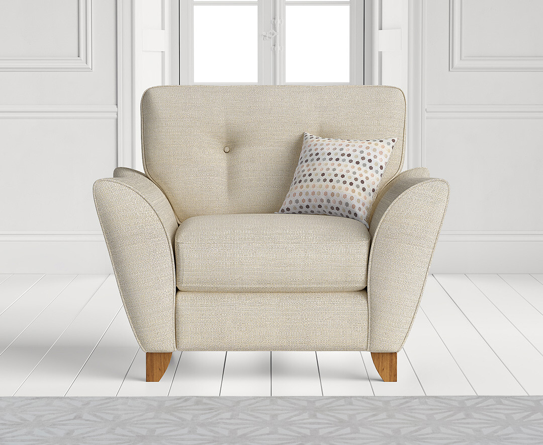 Product photograph of Florin Cream Fabric Armchair from Oak Furniture Superstore