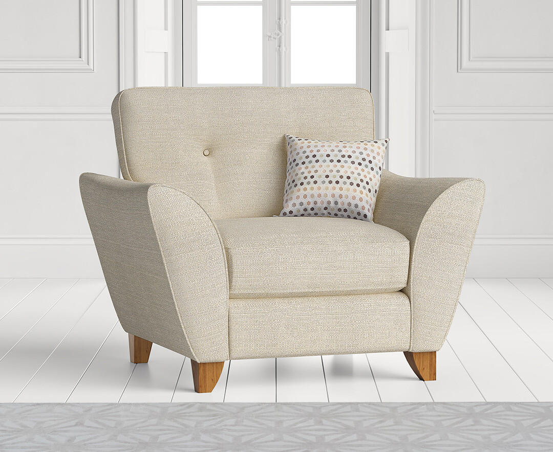 Product photograph of Florin Cream Fabric Armchair from Oak Furniture Superstore.
