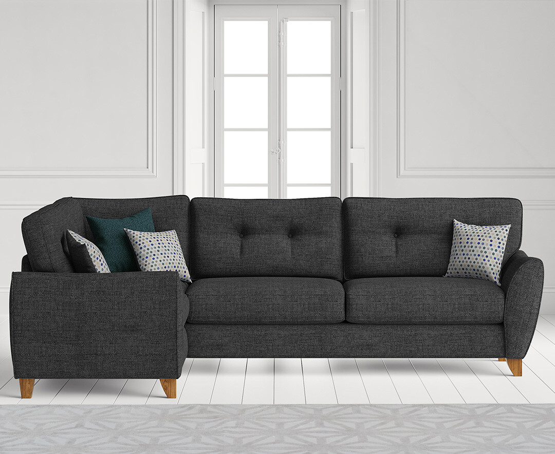 Product photograph of Florin Charcoal Grey Fabric Left Hand Facing Corner Sofa from Oak Furniture Superstore