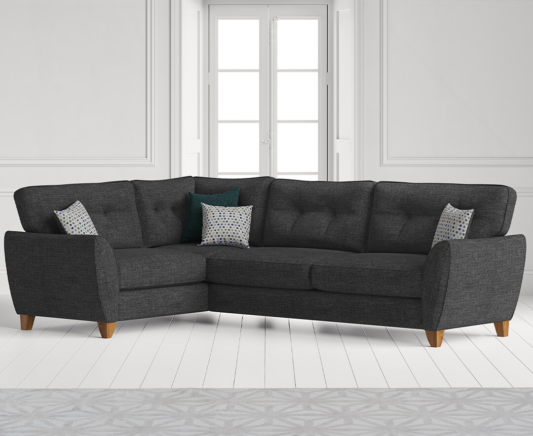 Product photograph of Florin Charcoal Grey Fabric Left Hand Facing Corner Sofa from Oak Furniture Superstore.