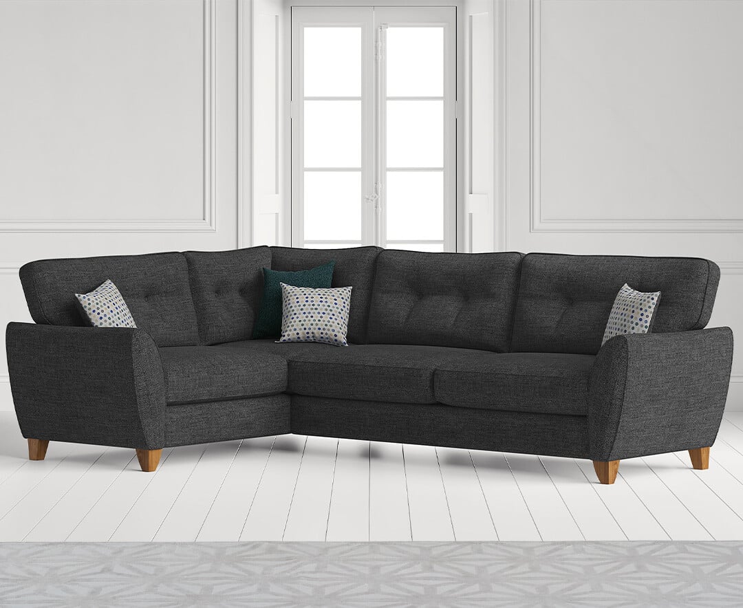 Product photograph of Florin Charcoal Grey Fabric Left Hand Facing Corner Sofa from Oak Furniture Superstore