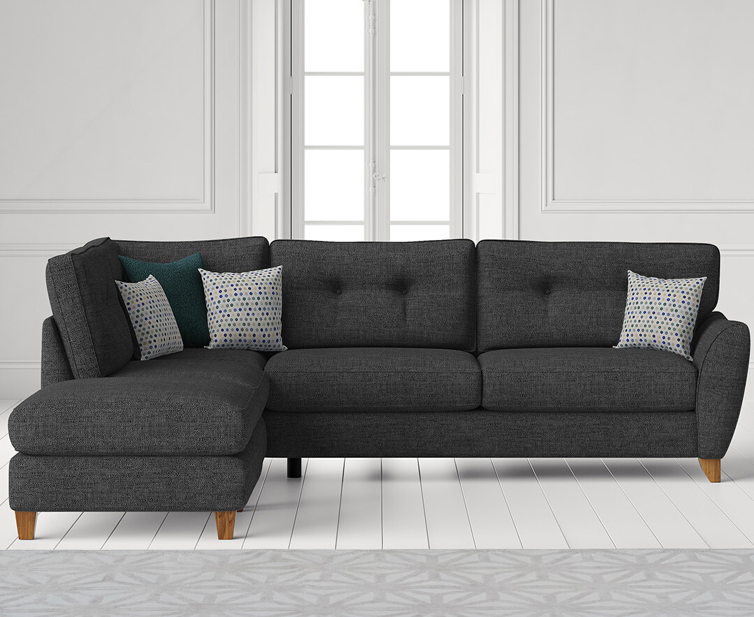Product photograph of Florin Charcoal Grey Fabric Left Hand Facing Corner Chaise Sofa from Oak Furniture Superstore