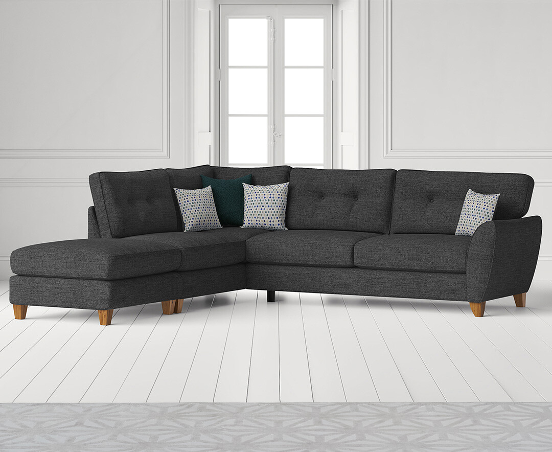 Product photograph of Florin Charcoal Grey Fabric Left Hand Facing Corner Chaise Sofa from Oak Furniture Superstore.