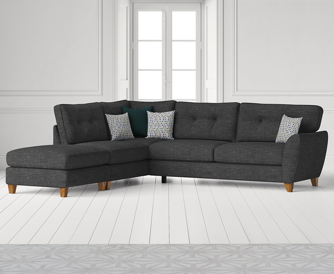 Product photograph of Florin Charcoal Grey Fabric Left Hand Facing Corner Chaise Sofa from Oak Furniture Superstore