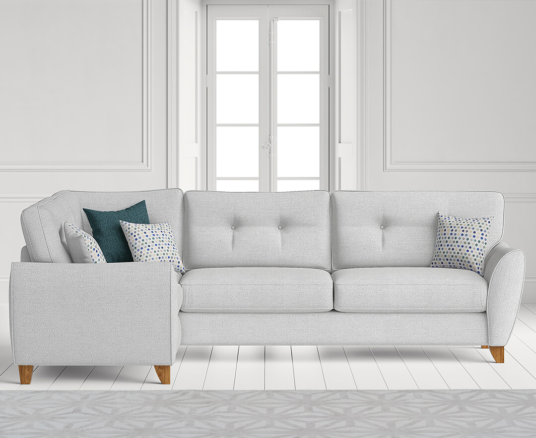 Product photograph of Florin Light Grey Fabric Left Hand Facing Corner Sofa from Oak Furniture Superstore
