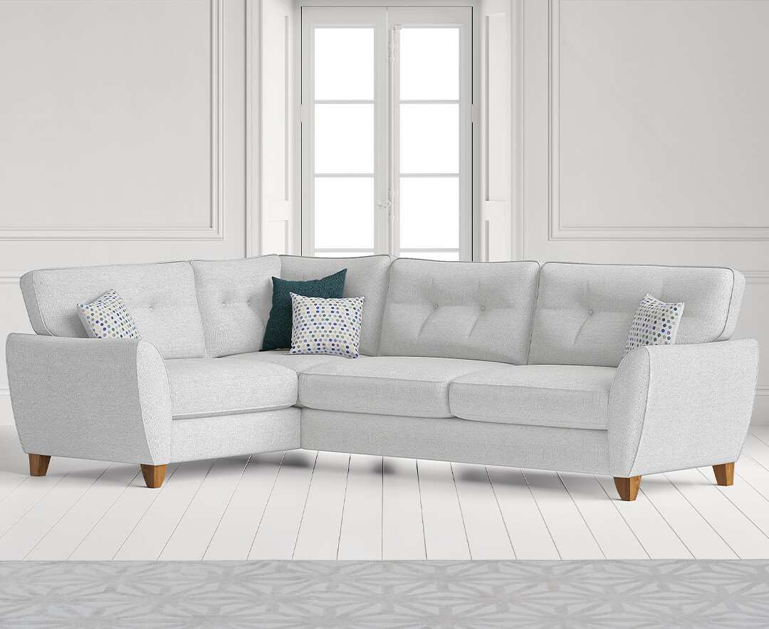 Product photograph of Florin Light Grey Fabric Left Hand Facing Corner Sofa from Oak Furniture Superstore.