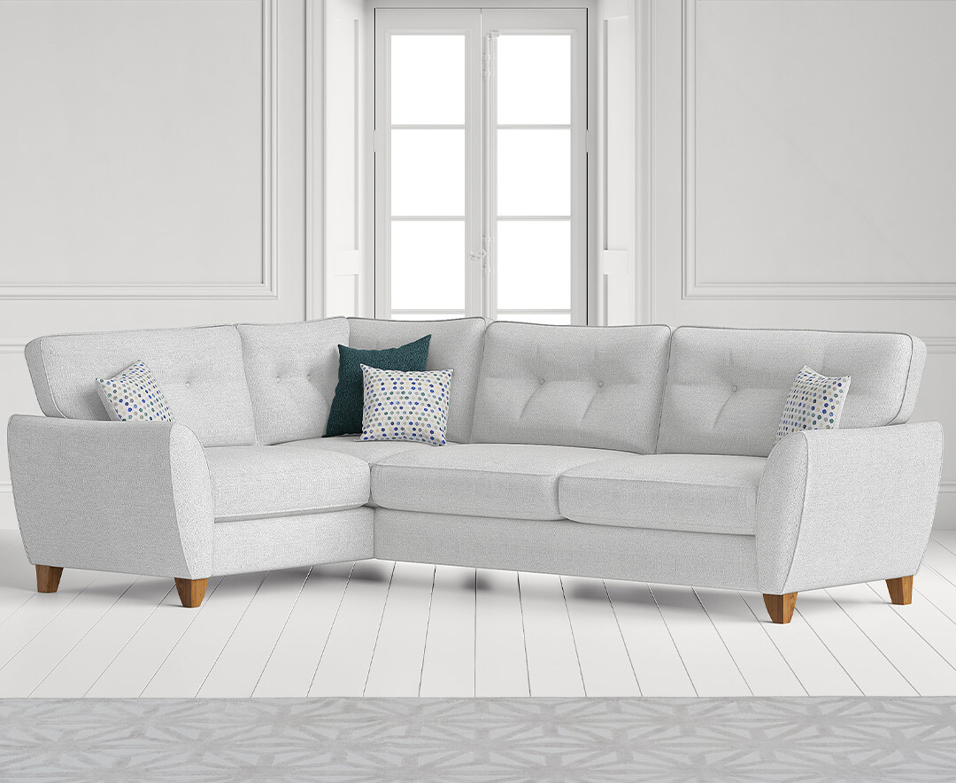 Product photograph of Florin Light Grey Fabric Left Hand Facing Corner Sofa from Oak Furniture Superstore