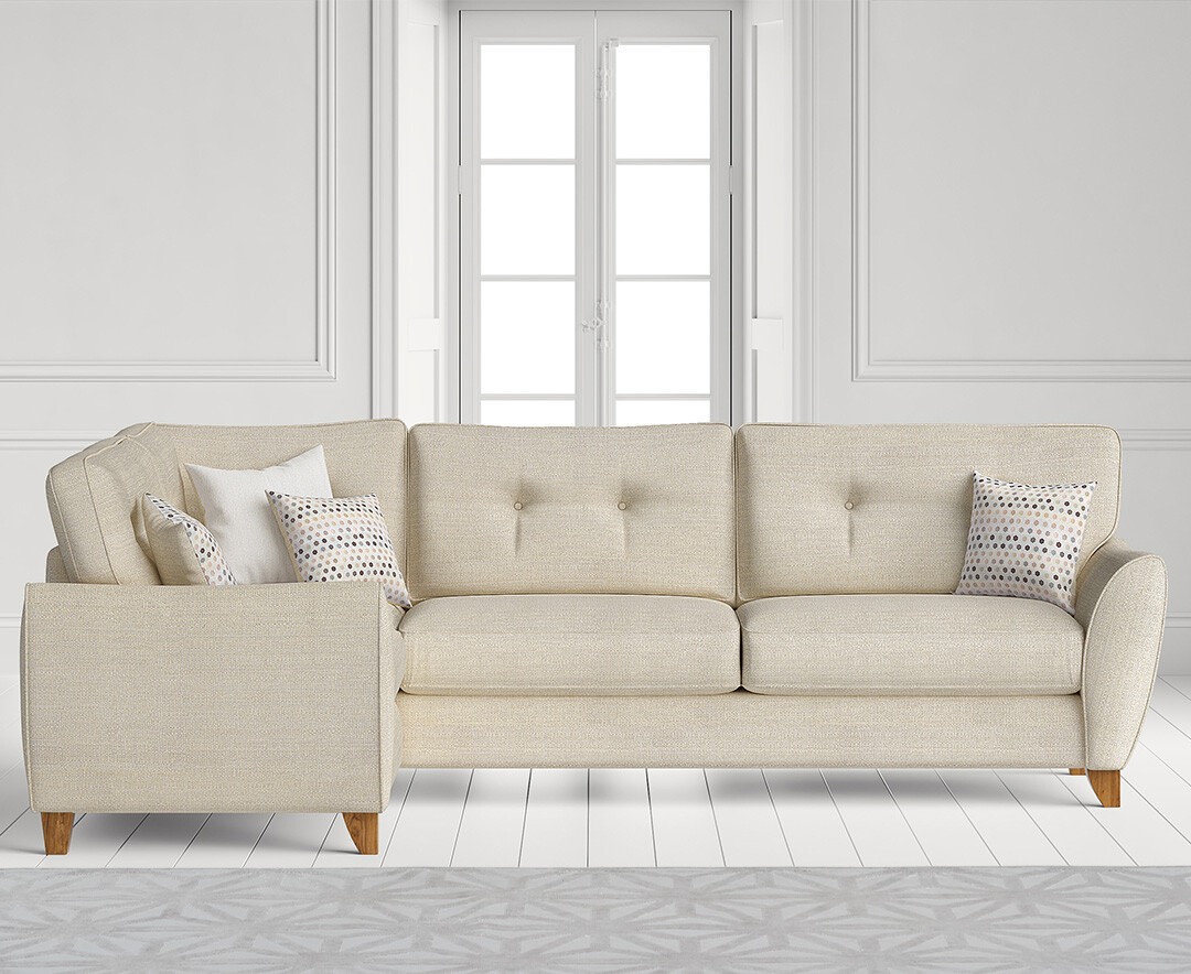 Product photograph of Florin Cream Fabric Left Hand Facing Corner Sofa from Oak Furniture Superstore