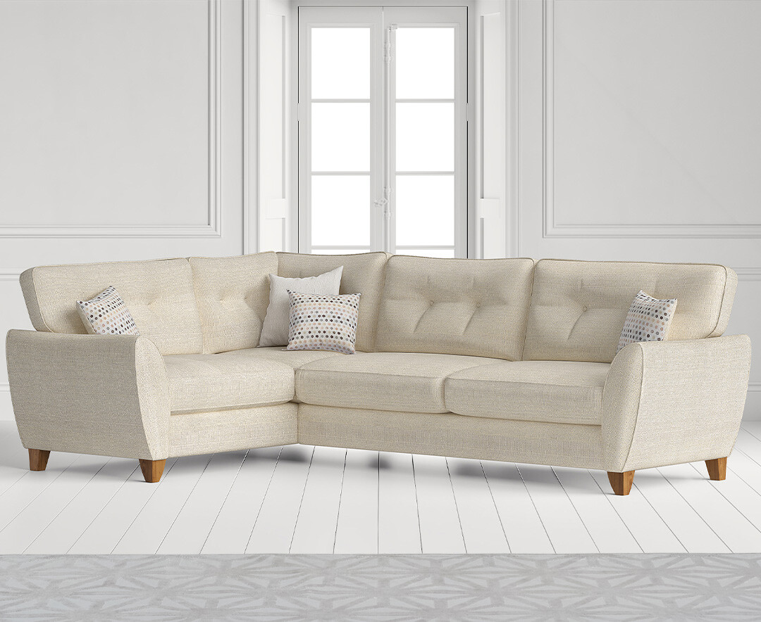 Product photograph of Florin Cream Fabric Left Hand Facing Corner Sofa from Oak Furniture Superstore.