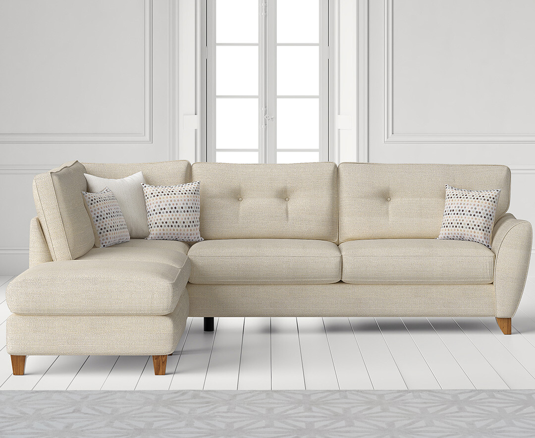 Product photograph of Florin Cream Fabric Left Hand Facing Corner Chaise Sofa from Oak Furniture Superstore