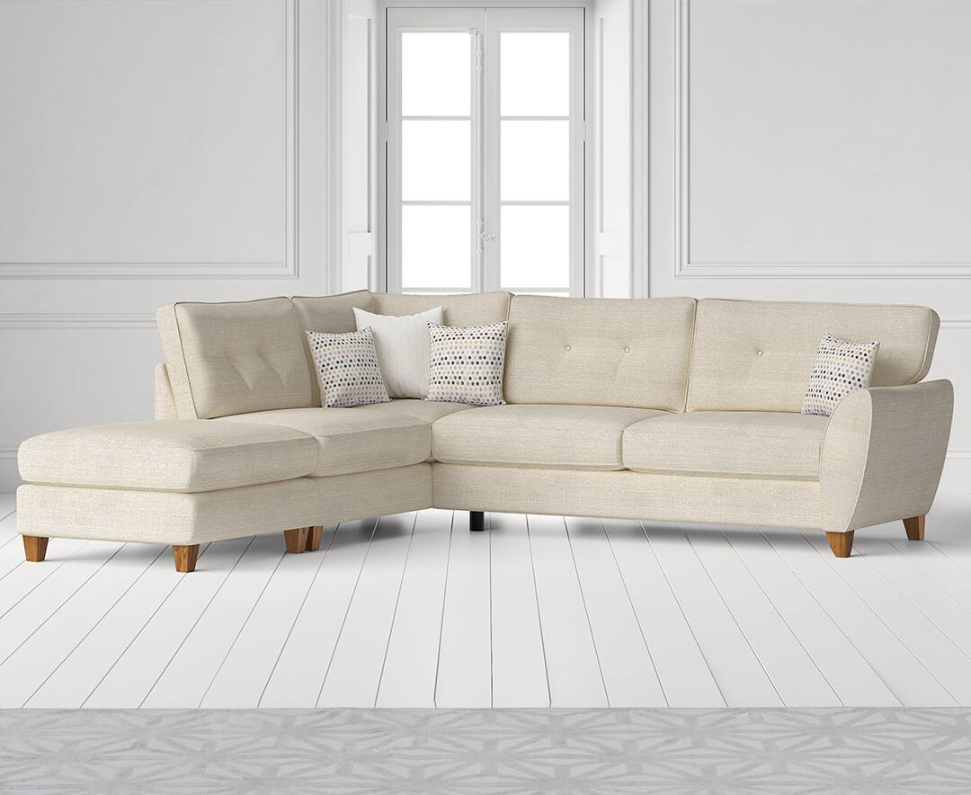 Product photograph of Florin Cream Fabric Left Hand Facing Corner Chaise Sofa from Oak Furniture Superstore.