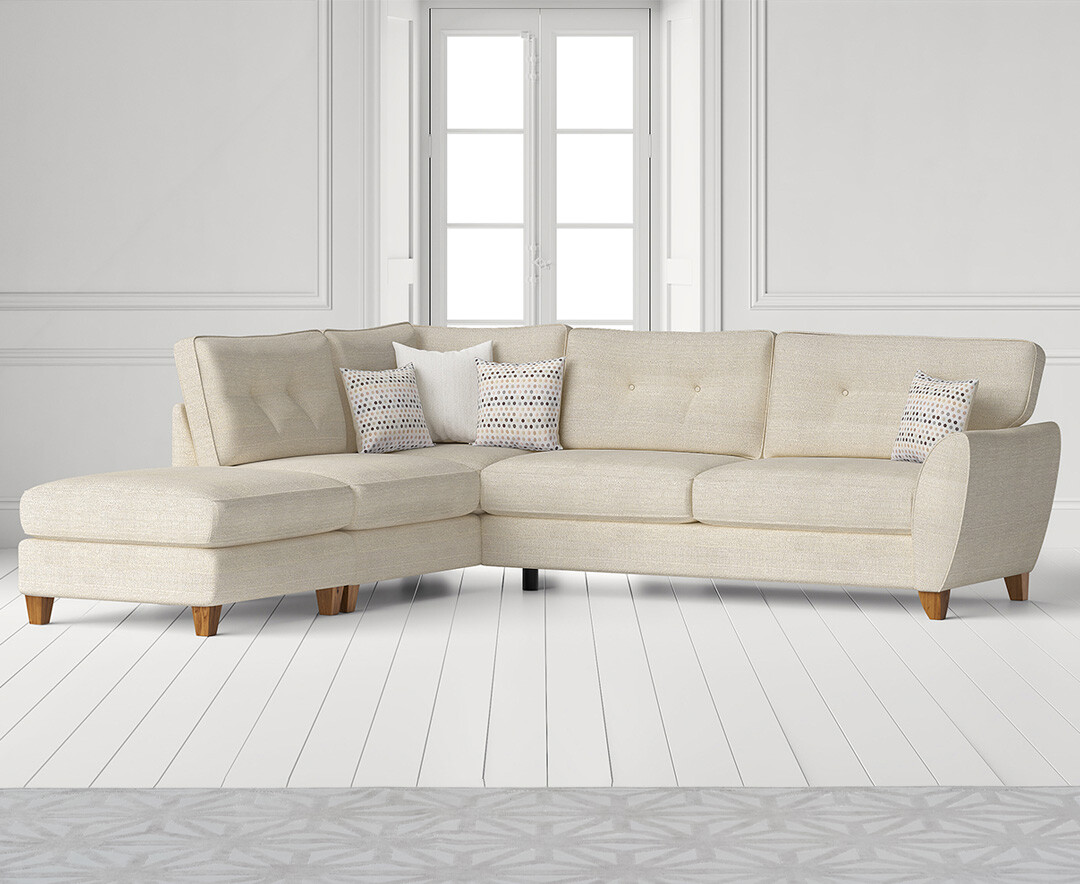 Product photograph of Florin Cream Fabric Left Hand Facing Corner Chaise Sofa from Oak Furniture Superstore
