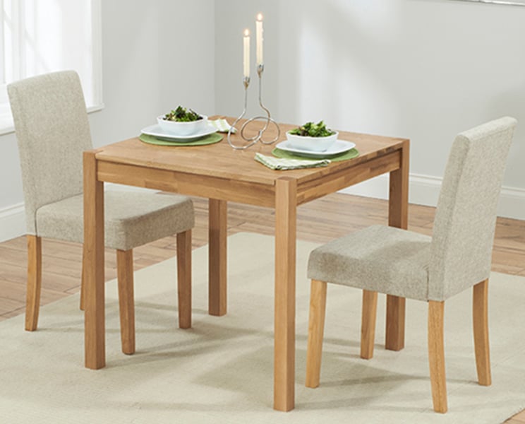 Oxford 80cm Solid Oak Dining Table With 4 Cream Lila Fabric Chairs