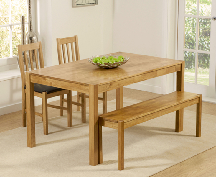 Oxford 150cm Solid Oak Dining Table With Benches And Oxford Chairs