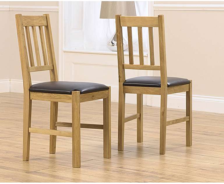 Oxford Solid Oak And Brown Dining Chairs