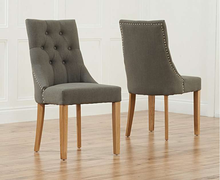 Product photograph of Beatrix Grey Fabric Oak Leg Dining Chairs from Oak Furniture Superstore
