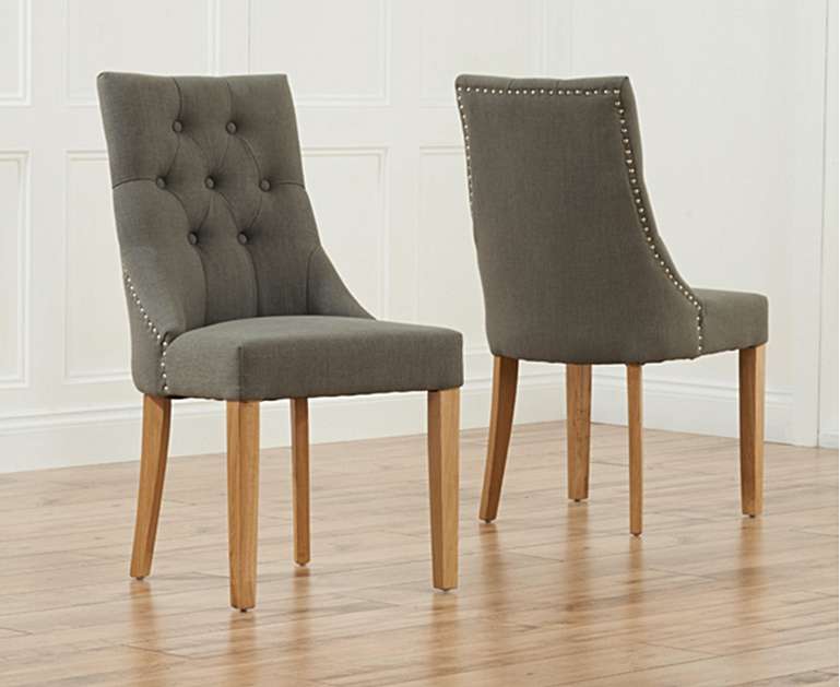 Beatrix Grey Fabric Oak Leg Dining Chairs