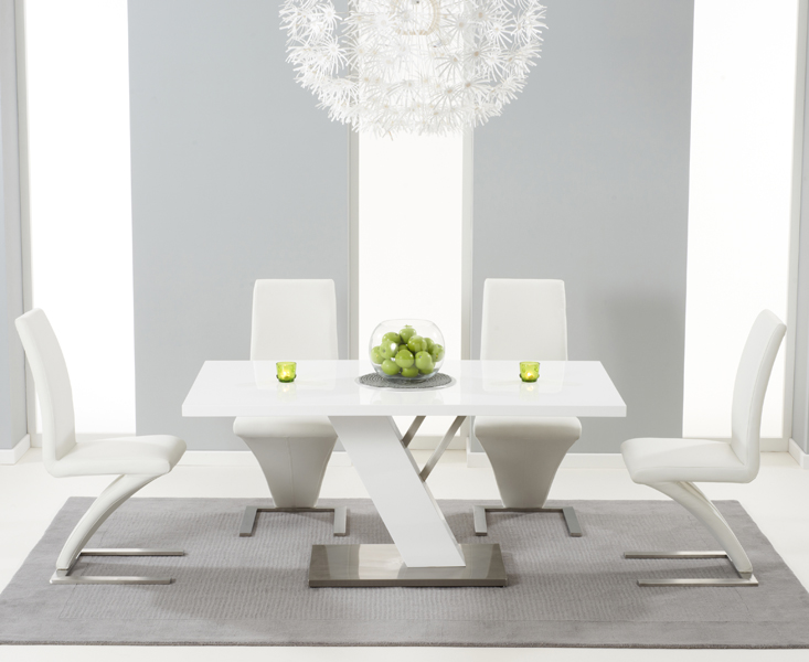 Palma 160cm White High Gloss Dining, Z Chairs Dining Sets