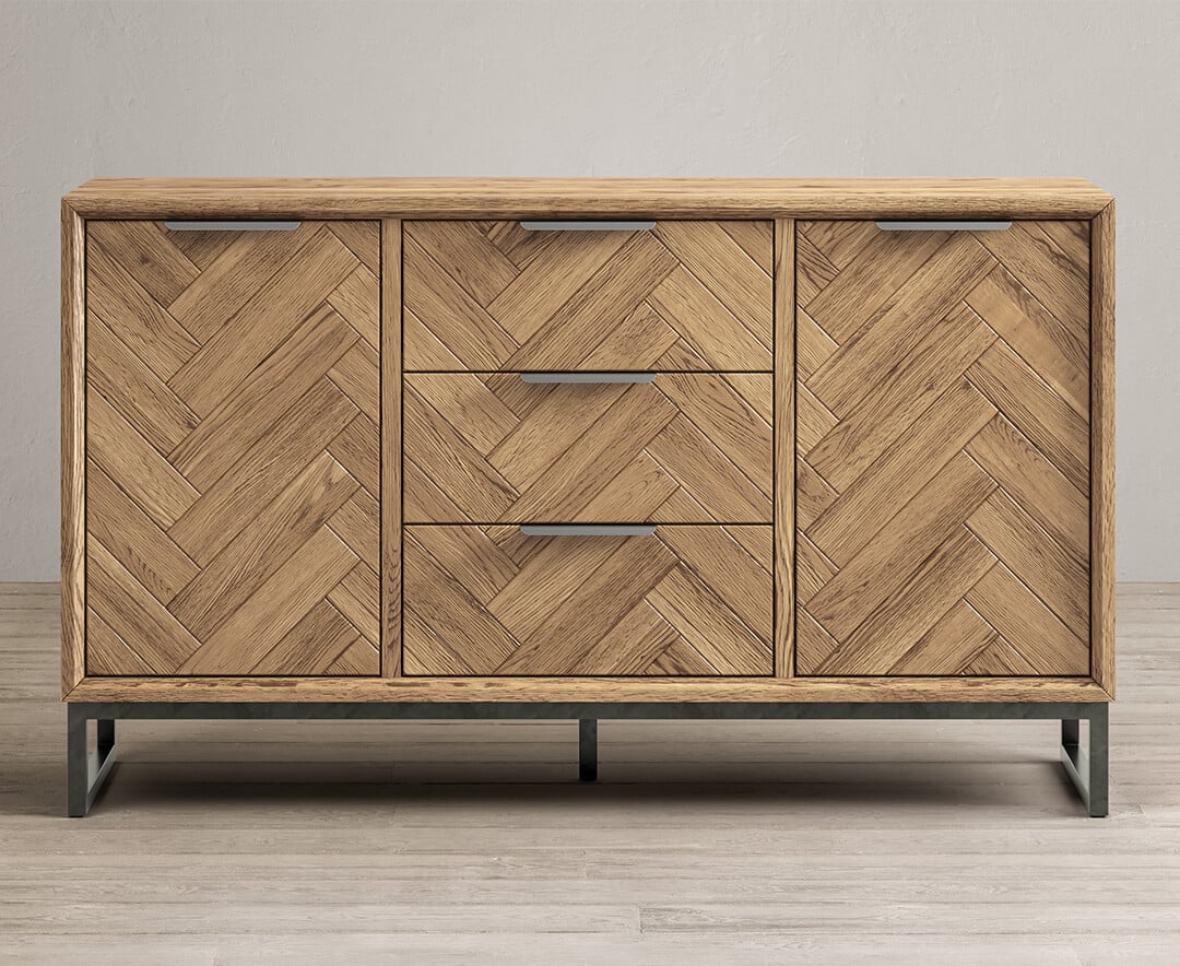 Herringbone Solid Oak Large Sideboard