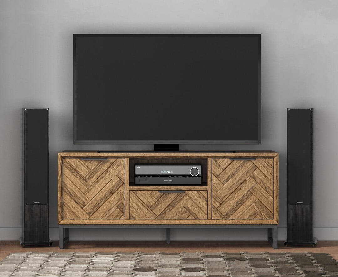 Product photograph of Herringbone Solid Oak Large Tv Cabinet from Oak Furniture Superstore