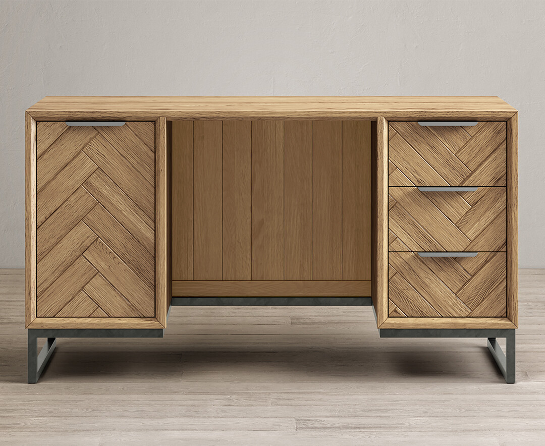 Herringbone Solid Oak Computer Desk