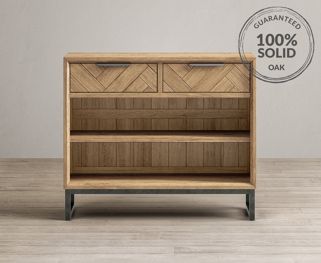 Product photograph of Herringbone Solid Oak Console Table from Oak Furniture Superstore