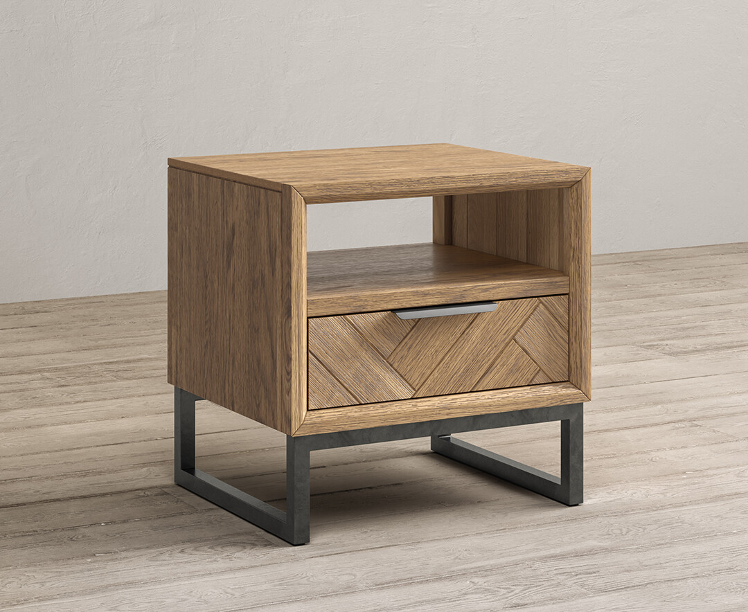 Product photograph of Herringbone Solid Oak Lamp Table from Oak Furniture Superstore.