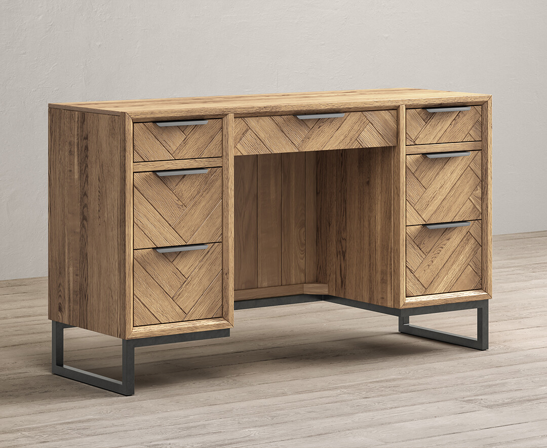 Product photograph of Herringbone Solid Oak Dressing Table from Oak Furniture Superstore
