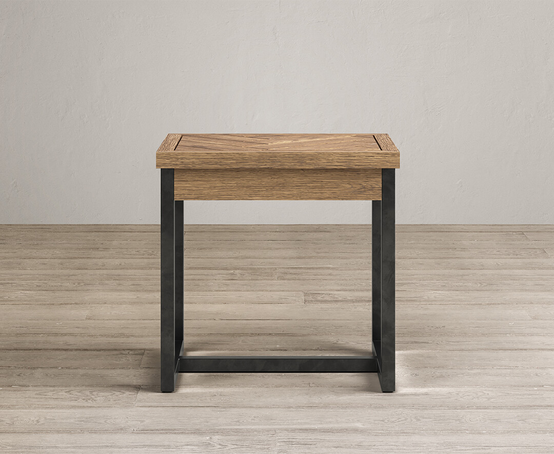 Product photograph of Herringbone Solid Oak Dressing Table Stool from Oak Furniture Superstore