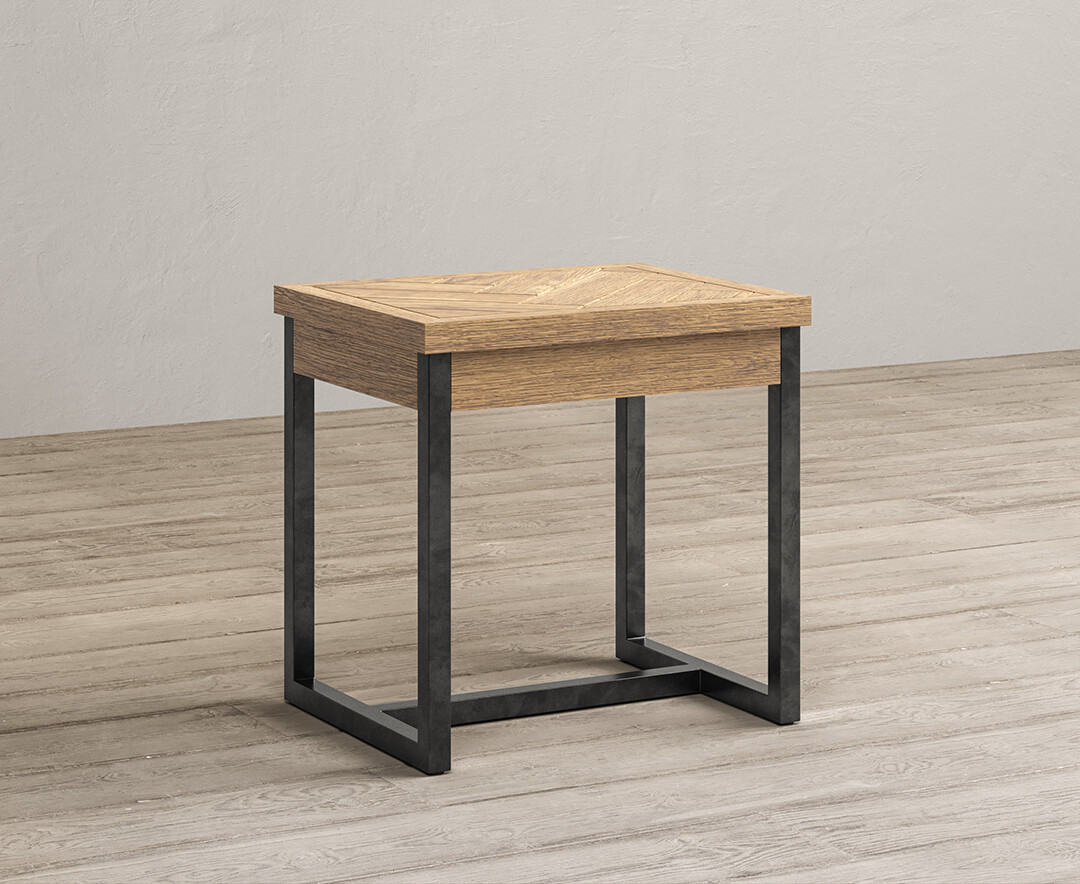 Product photograph of Herringbone Solid Oak Dressing Table Stool from Oak Furniture Superstore.