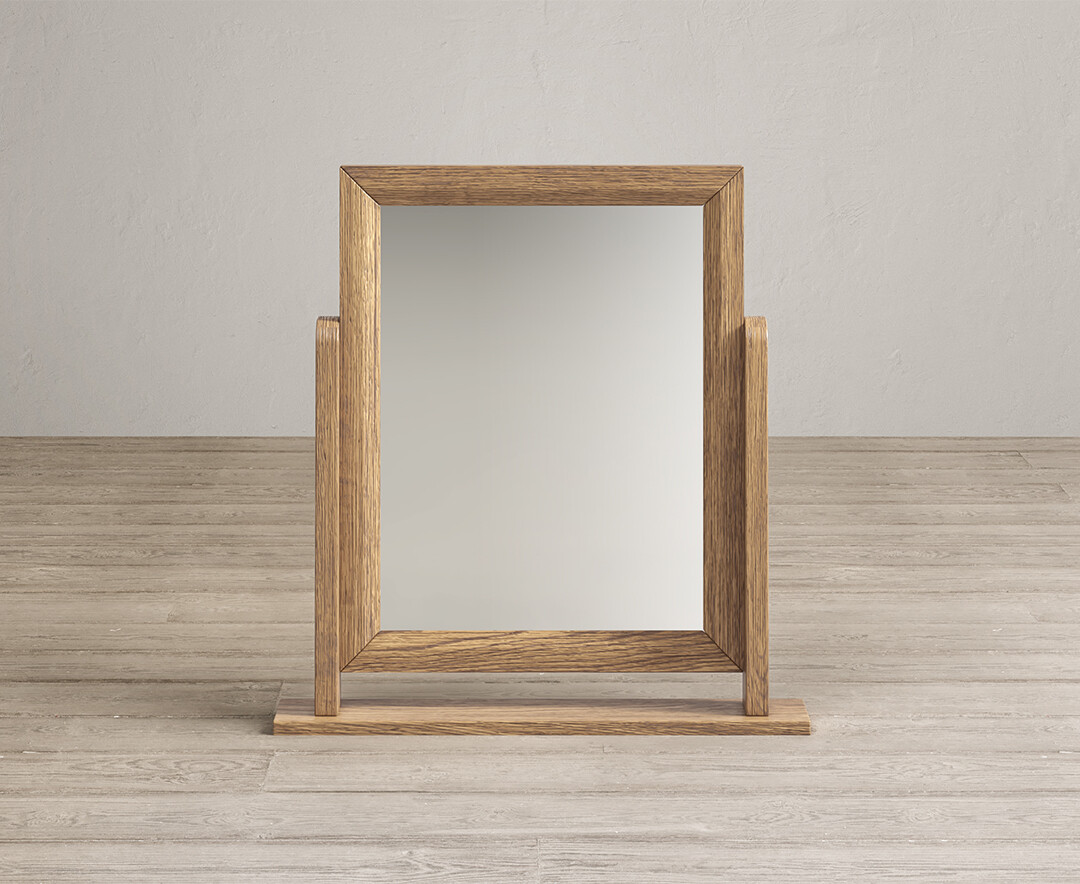 Product photograph of Herringbone Solid Oak Dressing Table Mirror from Oak Furniture Superstore