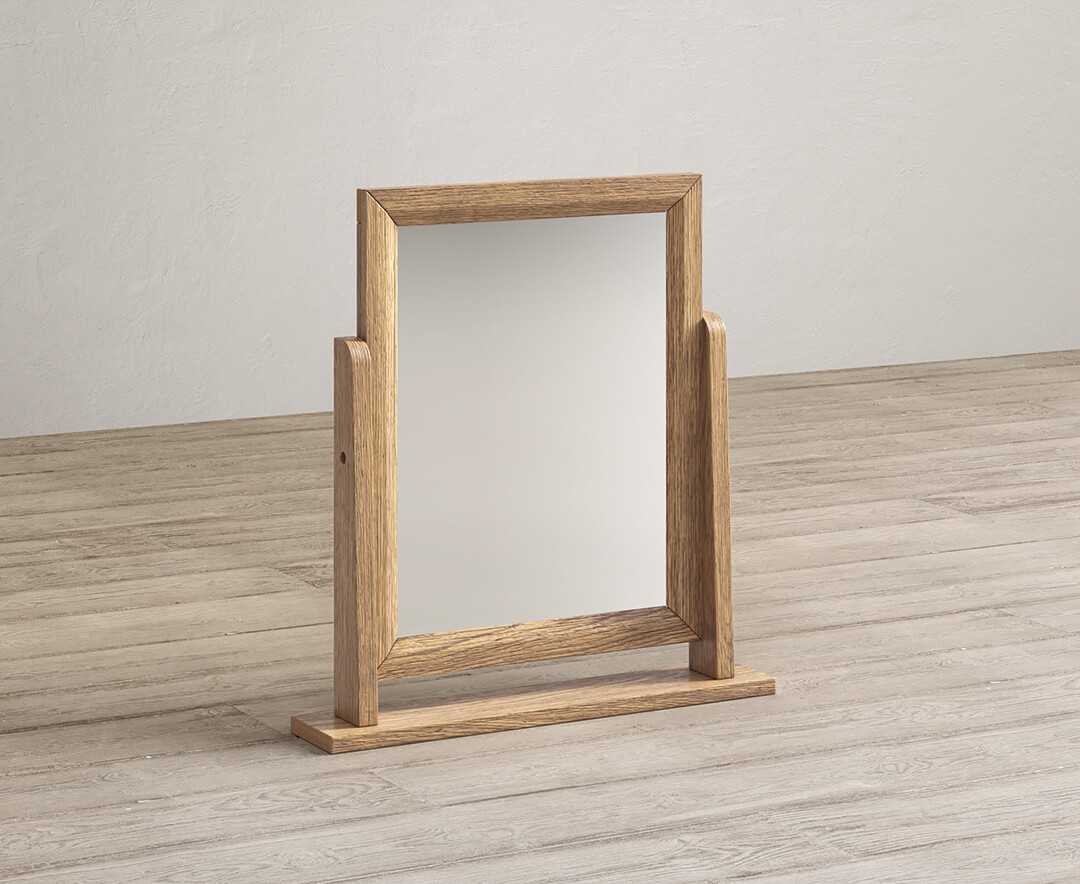 Product photograph of Herringbone Solid Oak Dressing Table Mirror from Oak Furniture Superstore.
