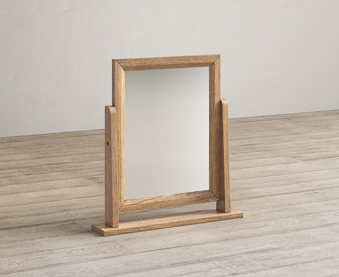 Product photograph of Herringbone Solid Oak Dressing Table Mirror from Oak Furniture Superstore