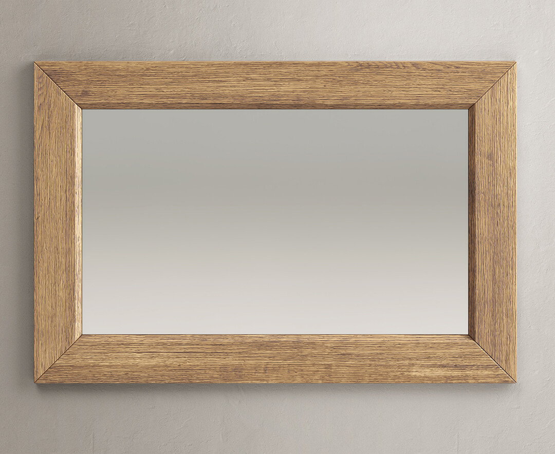 Product photograph of Herringbone Solid Oak Wall Mirror from Oak Furniture Superstore