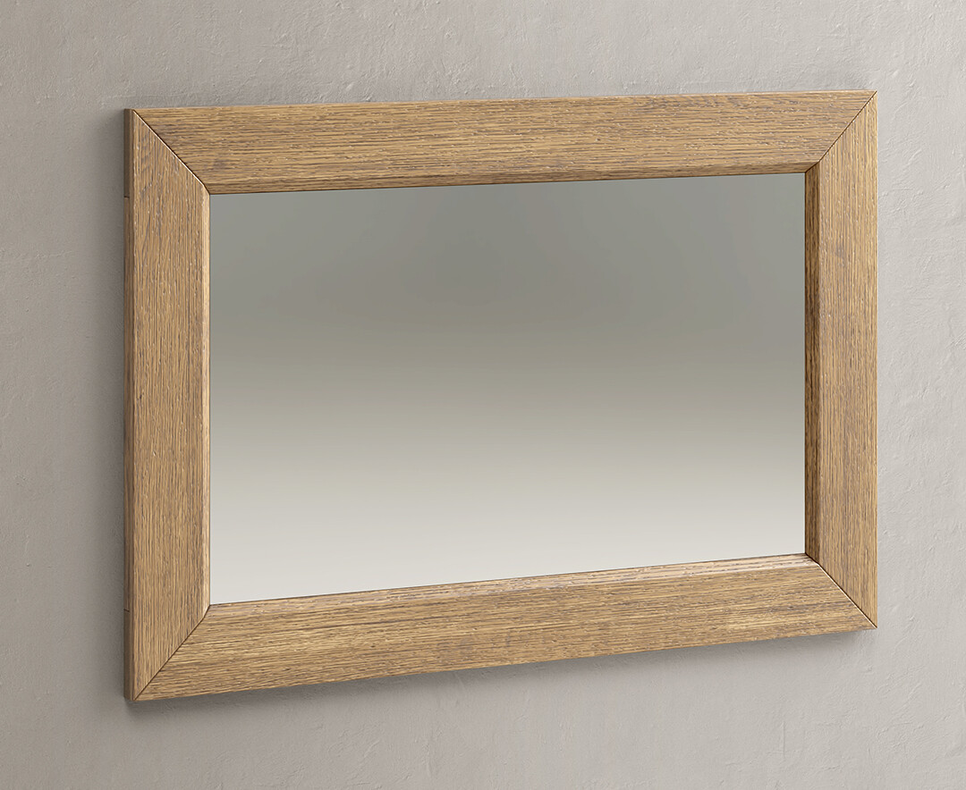 Product photograph of Herringbone Solid Oak Wall Mirror from Oak Furniture Superstore.