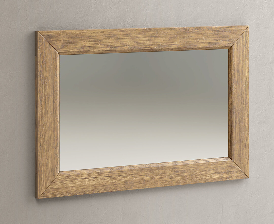 Product photograph of Herringbone Solid Oak Wall Mirror from Oak Furniture Superstore