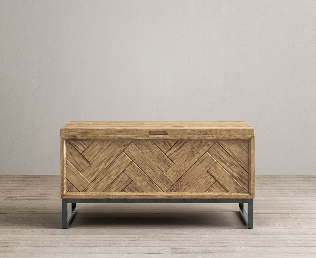 Herringbone Solid Oak Blanket Box