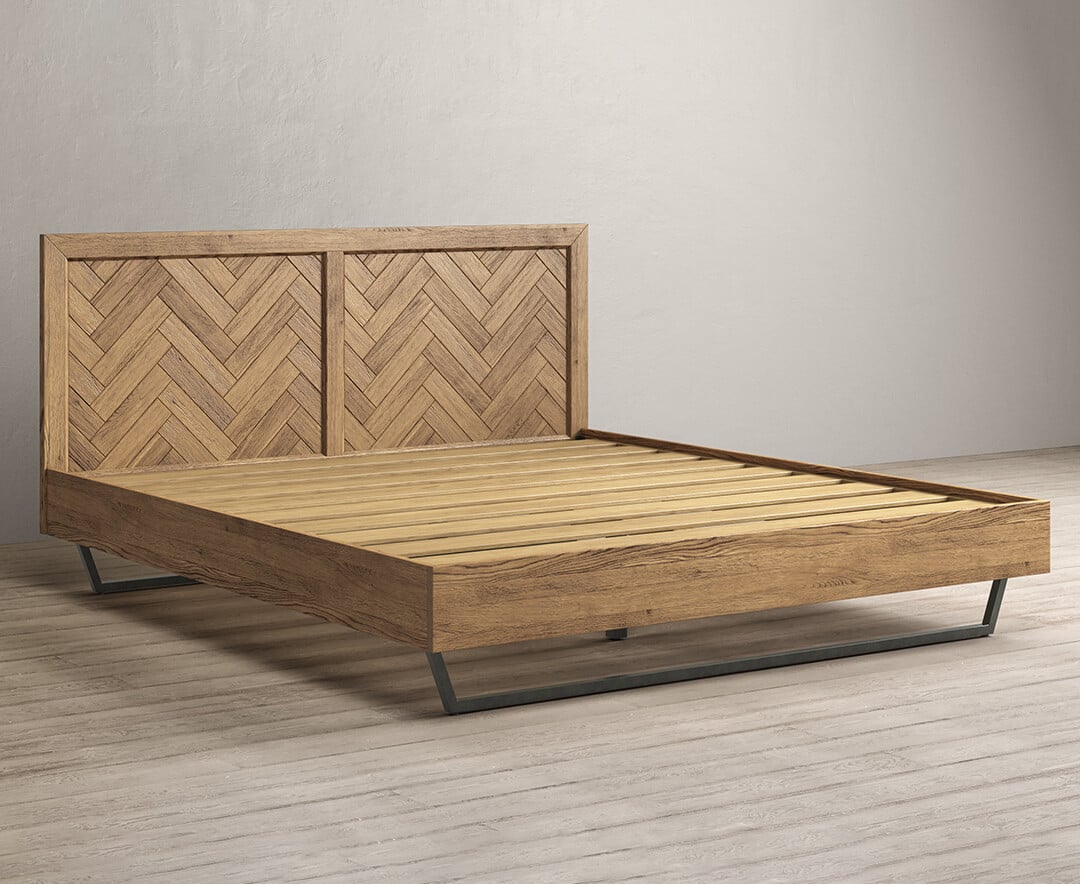 Herringbone Solid Oak Super King Bed