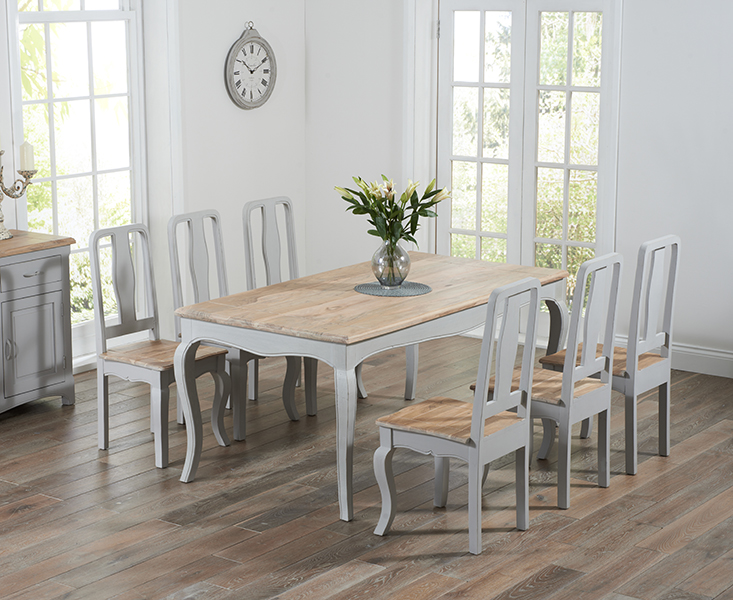 Parisian 175cm Grey Shabby Chic Dining, Shabby Chic Round Dining Table And Chairs