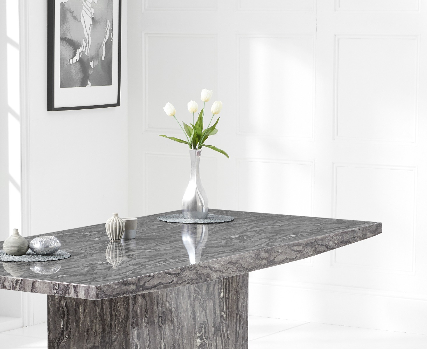 Photo 2 of Crema 160cm grey marble dining table