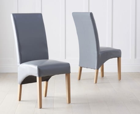 Product photograph of Cannes Grey Bonded Leather Dining Chairs from Oak Furniture Superstore