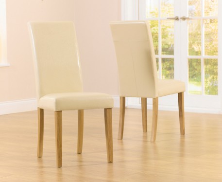 Product photograph of Olivia Cream Faux Leather Dining Chairs from Oak Furniture Superstore