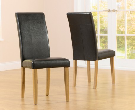 Product photograph of Olivia Black Faux Leather Dining Chairs from Oak Furniture Superstore