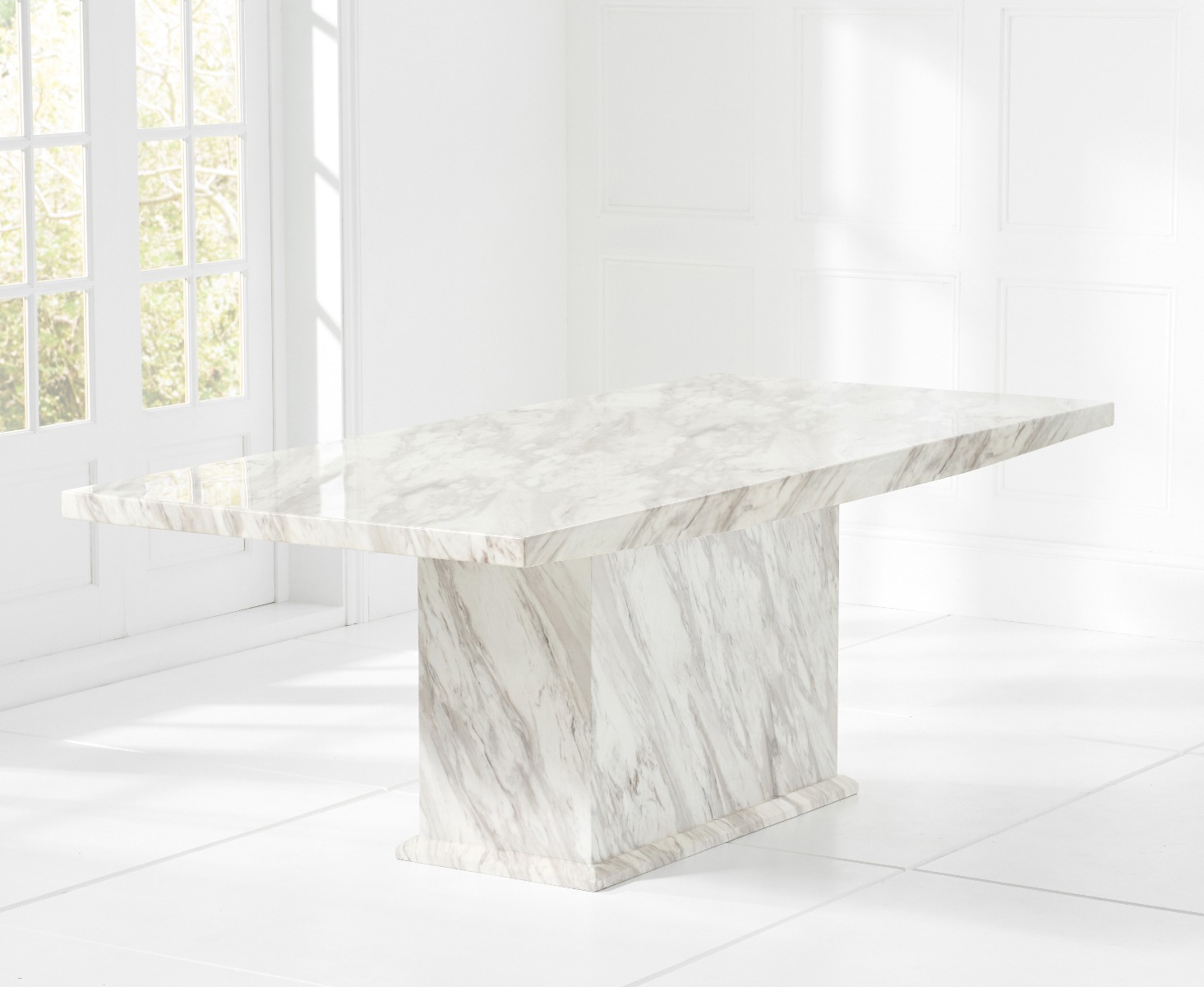 Product photograph of Marino 220cm Marble Effect Dining Table from Oak Furniture Superstore.