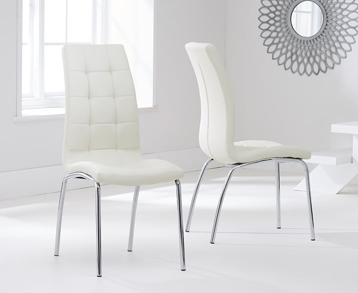 Enzo Cream Faux Leather Dining Chairs