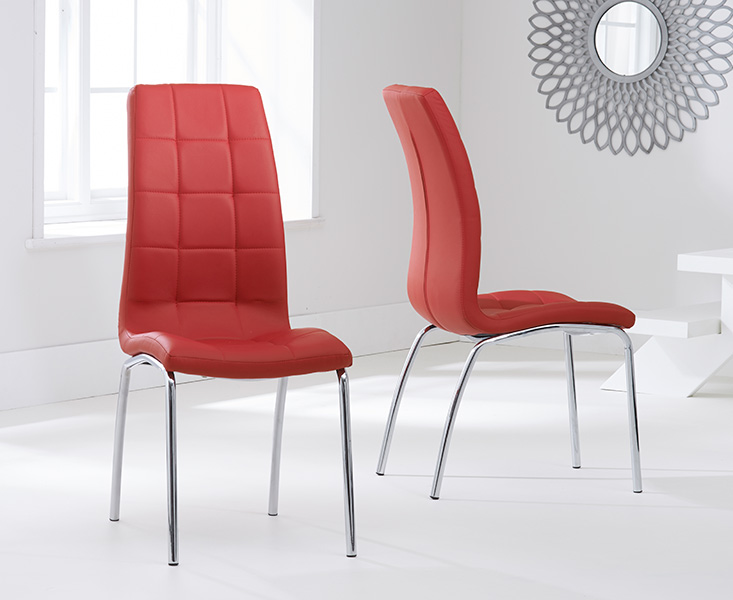 Product photograph of Enzo Red Faux Leather Dining Chairs from Oak Furniture Superstore