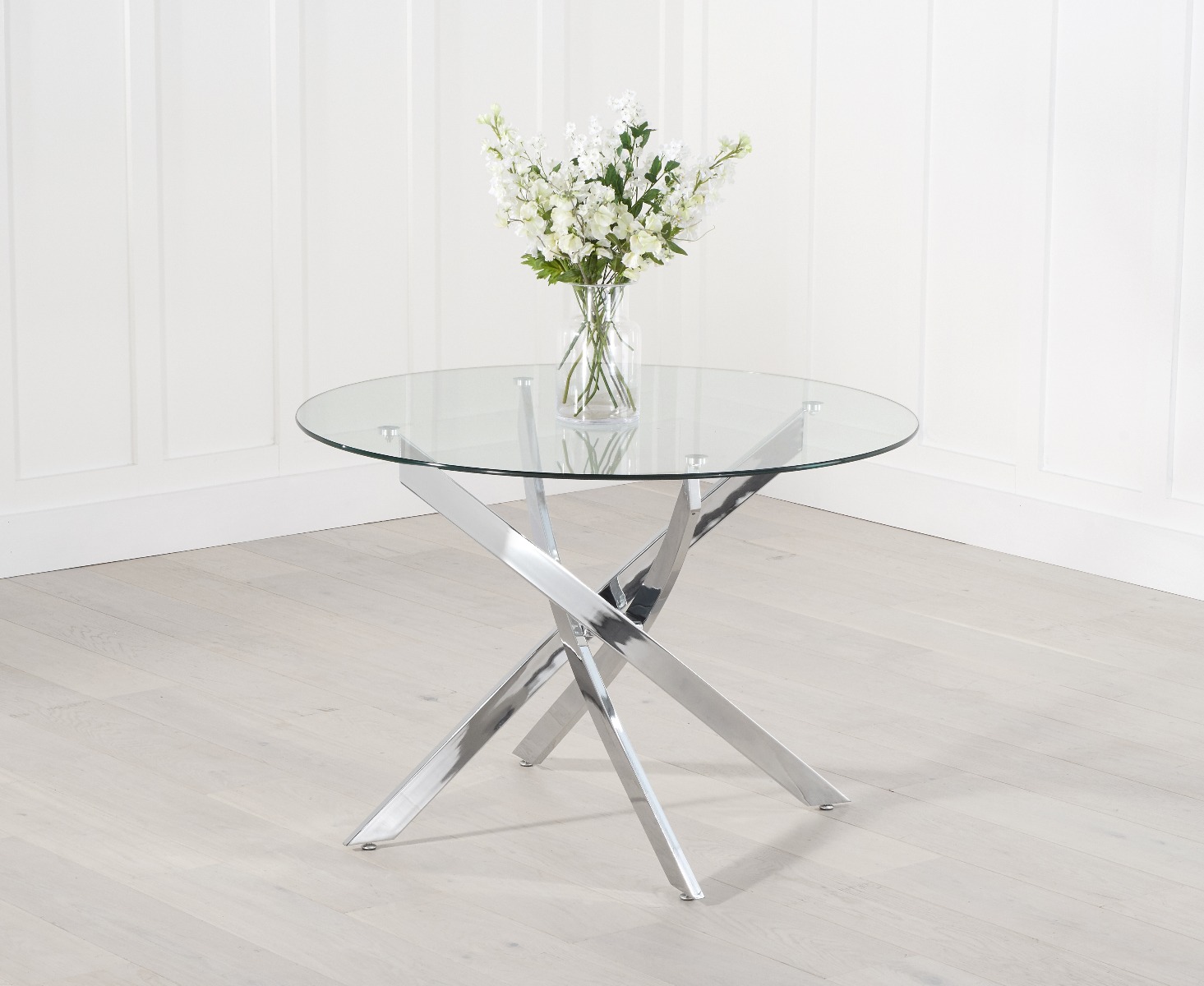 Photo 5 of Denver 110cm glass dining table with 4 white vigo chairs