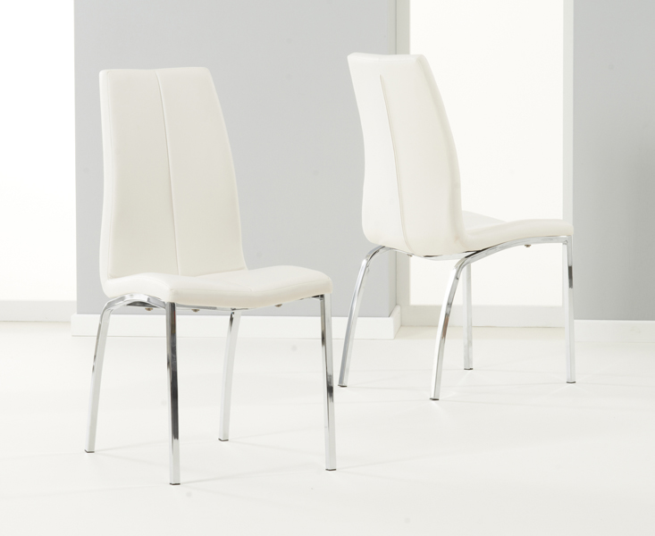 Product photograph of Marco Ivory White Faux Leather Dining Chairs from Oak Furniture Superstore