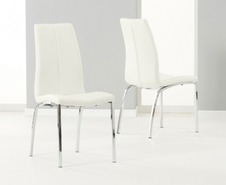 Photo 2 of Carter 120cm round white marble table with 6 ivory white marco chairs